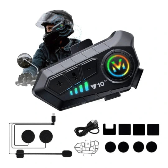 Intercomunicador Bluetooth V10 para Casco - Llamadas y GPS Sin Distracciones